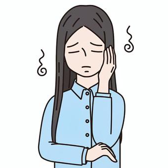 【アイコン用画像】女性_俯く_4 表情,感情,俯く,悩む,考え込む,落ち込む,疲れ,不調,心配,不安のイラスト素材