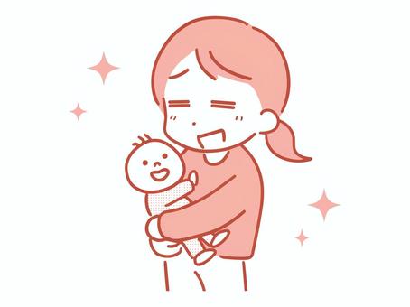 赤ちゃんを幸せそうに抱いている女性 赤ちゃん,親子,子供,母親,ママ,子育て,育児,笑顔,お母さん,母子のイラスト素材