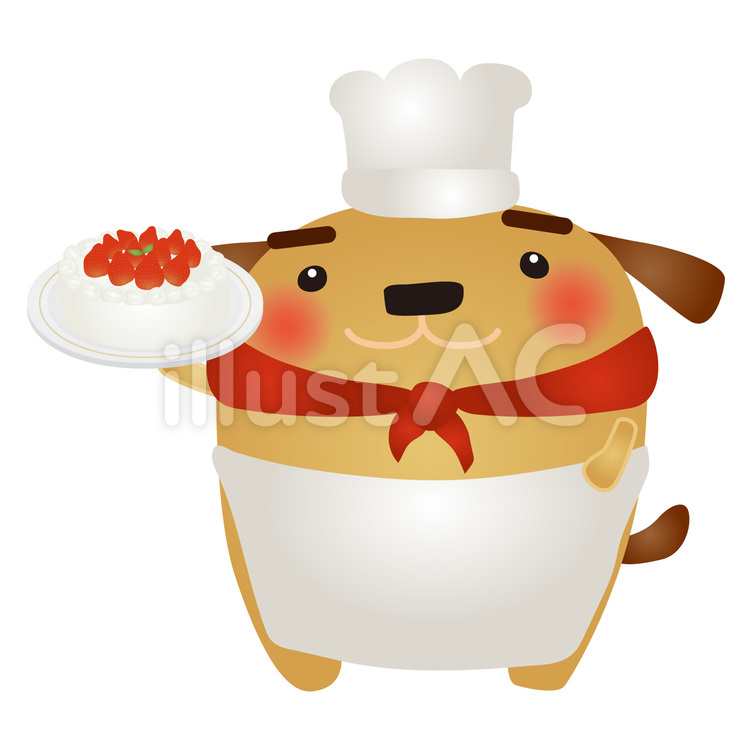 茶犬パティシエ いぬ,パティシエ,ケーキ屋さんのイラスト素材