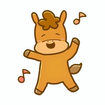 かわいい馬5•楽しく元気 馬,動物,干支,楽しい,喜ぶ,音符,キャラ,キャラクター,元気,にっこりのイラスト素材