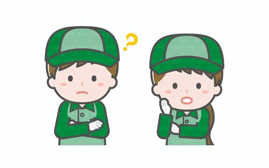 ミニ_2人_配達員の男女04 男性,女性,大人,職業,仕事,配達員,宅配,スタッフ,物流,ドライバーのイラスト素材