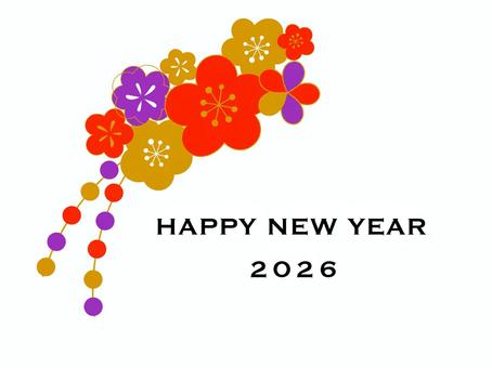 お正月カラー　和柄お花紫色