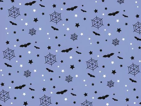 ハロウィン柄ブルー背景 背景,パターン,ハロウィン,ブルー,コウモリ,くもの巣,星,おしゃれ,にぎやか,可愛いのイラスト素材