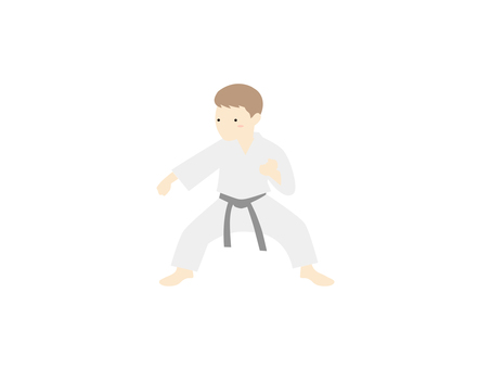 空手をする少年のミニマル 空手,少年,道場,武道,練習,組手,道着,帯,カラー,ミニマルのイラスト素材