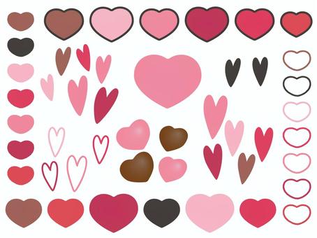 ハートいろいろセット２ ハート,細長い,ぷっくり,丸い,かわいい,きれい,赤,ピンク,赤紫,黒のイラスト素材