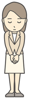  カジュアルスーツ女性-353-全身 おじぎ,会社員,女性,スーツ,ビジネス,仕事,ol,人,大人,ビジネスウーマンのイラスト素材