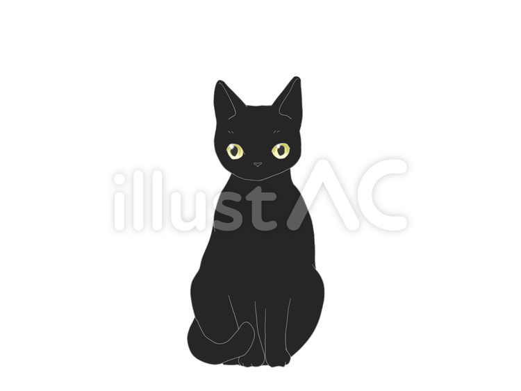 お座りする黒猫さん ネコ,猫,かわいいのイラスト素材