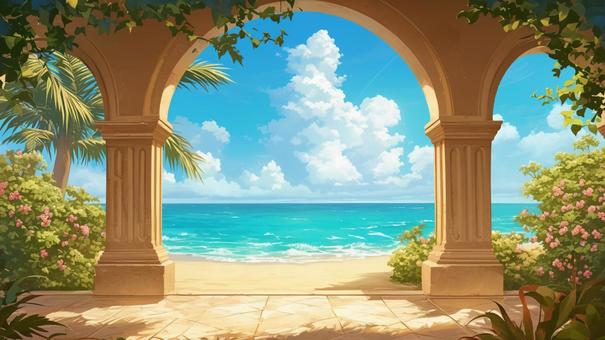 Illustration, natural, sea, arch, 