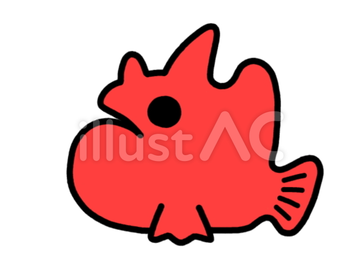 カエルアンコウ　赤 カエルアンコウ,アンコウ,魚のイラスト素材