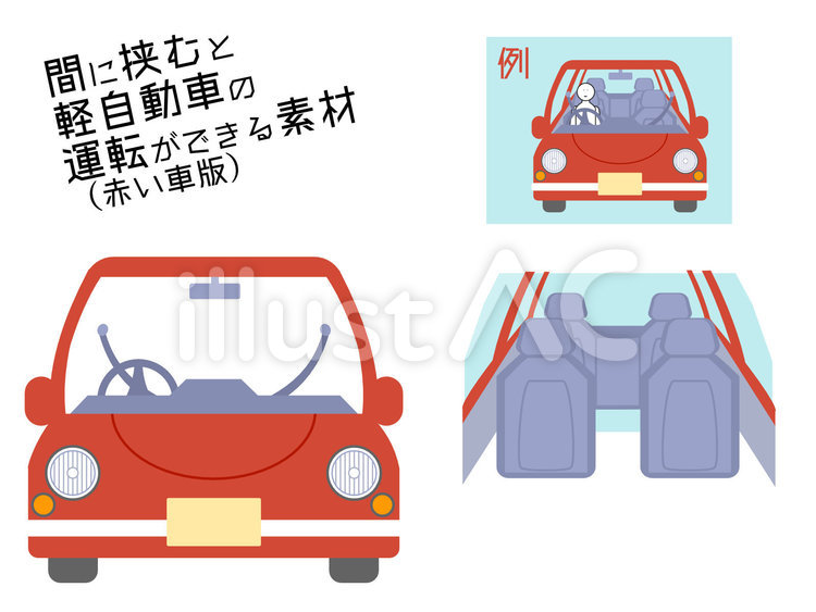 軽自動車　運転　ドライブ　素材　赤 車,軽自動車,乗り物のイラスト素材