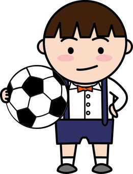 お坊ちゃま　　 お坊ちゃま,蝶ネクタイ,おめかし,元気,子供,男の子,サッカーボールのイラスト素材