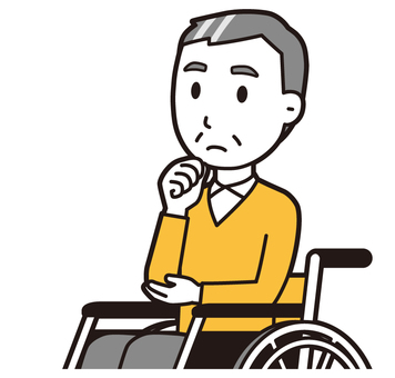  ニット中年男性(黄)-303-バスト 車いす,おじさん,男性,中年,お父さん,パパ,シニア,ミドルエイジ,人物,かわいいのイラスト素材