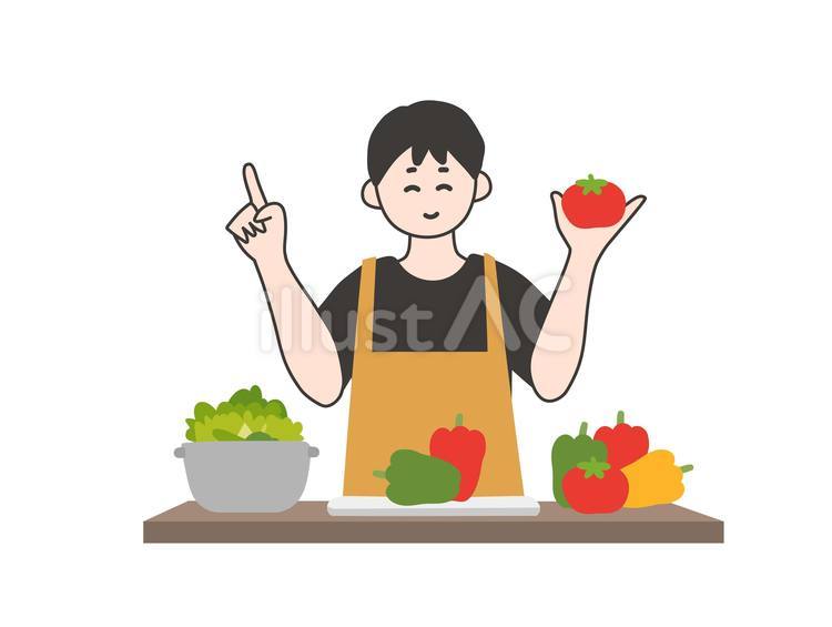 料理をする男性 料理,キッチン,クッキングのイラスト素材