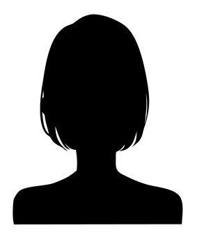 女性シルエット（ボブ） シルエット,正面,女性,女,影,上半身,ボブ,ストレート,髪,髪型のイラスト素材