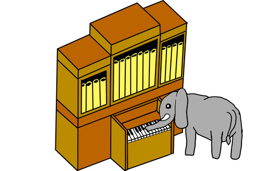 オルガンを弾くゾウ オルガン,パイプオルガン,ゾウ,象,楽器のイラスト素材