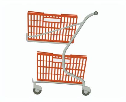 スーパーショッピングカートと赤いかご ショッピング,カート,かご,リアル,赤,横,スーパーのイラスト素材