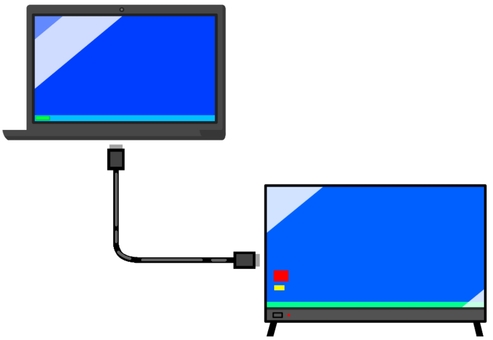 HDMIケーブル 電化製品,ケーブル,hdmiケーブル,パソコン,ノートパソコン,テレビ,液晶テレビ,精密機械,蛍光色,デフォルメのイラスト素材