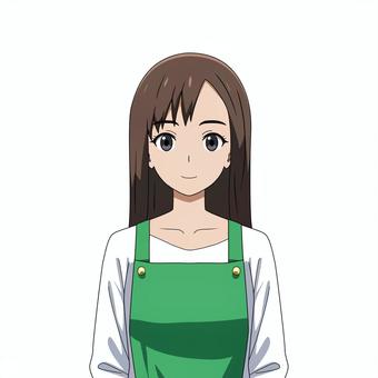 笑顔のエプロンを着た女性