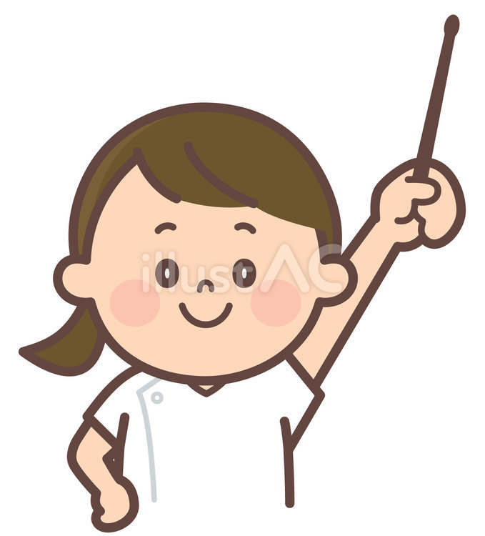 指示棒を持っている看護師の女性 看護師,指示棒,説明のイラスト素材