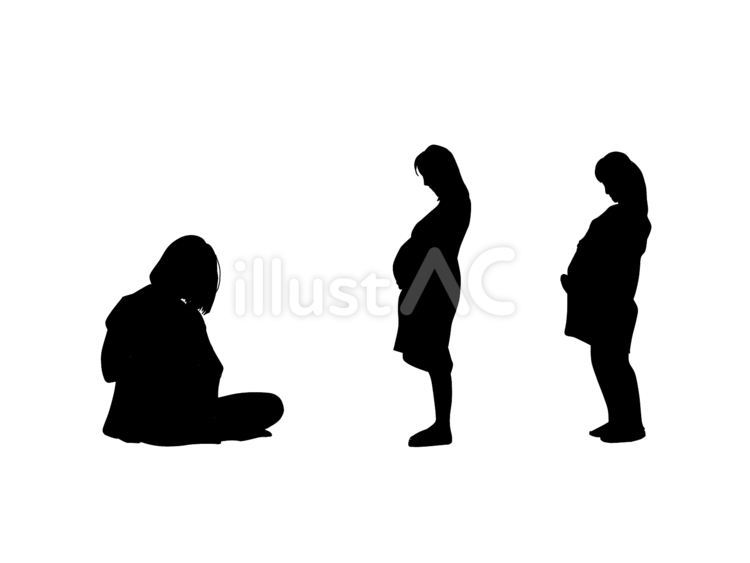妊婦さん　シルエット 妊婦,結婚,出産のイラスト素材