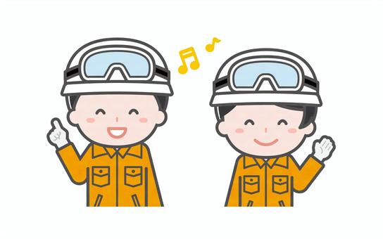 ミニ_2人_レスキュー隊員の男女01 男性,女性,大人,職業,仕事,レスキュー隊,救助,救急,救命,捜索のイラスト素材