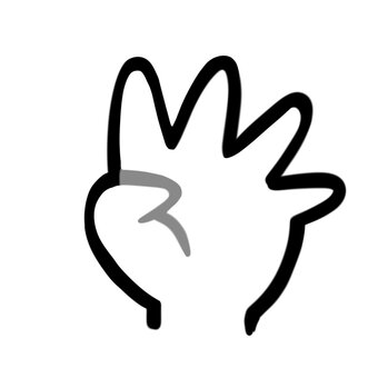 ４の手　モノクロ ４,数字,数,シンプル,モノクロ,白黒,手,指,イラスト,アイコンのイラスト素材