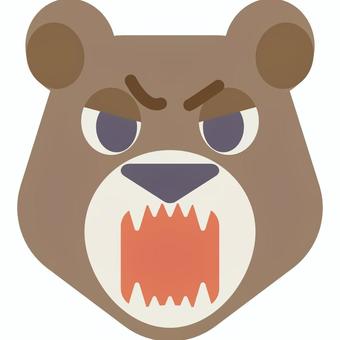 【そのまま使える】クマの顔3 クマ,熊,動物,顔,正面,猛獣,怒る,激怒,牙,アニマルのイラスト素材