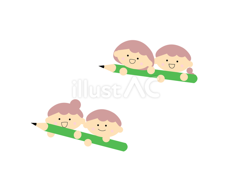 鉛筆を持つ子どもたちのアイコン 鉛筆,子ども,勉強のイラスト素材