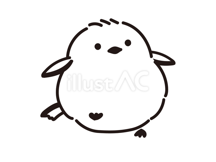 歩くシマエナガ シマエナガ,歩く,手描きのイラスト素材