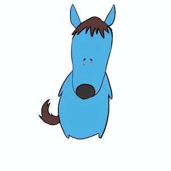 泣き顔の馬 泣き顔の馬 馬,泣き顔,動物,シンプル,青色のイラスト素材