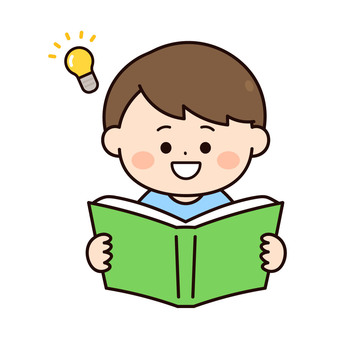 ひらめく読書をする男の子 本,読書,子供,男の子,読む,閃き,図書館,小学校,中学校,勉強のイラスト素材