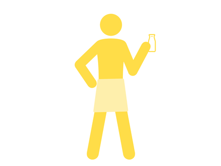 入浴後腰にタオルを巻き牛乳を飲む人(黄) 入浴後腰にタオルを巻き牛乳を飲む人(黄) バスタオル,腰,入浴,温泉,スパ,お風呂,湯上がり,風呂上がり,シャワー,バスタイムのイラスト素材