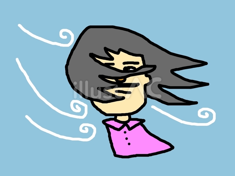 強すぎる風に吹かれている人 強風,暴風,髪の毛のイラスト素材