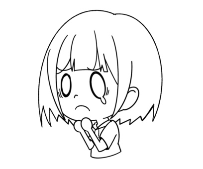 Scary and teary-eyed girl (line drawing), JPG and PNG Scary and teary-eyed girl (line drawing), scared, watery eye, girl, JPG and PNG