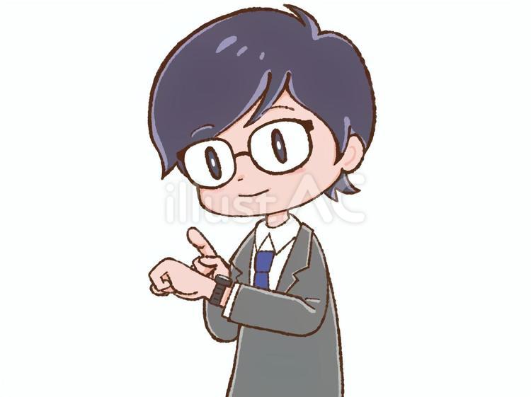 スーツの男性 腕時計,打ち合わせ,待ち合わせのイラスト素材