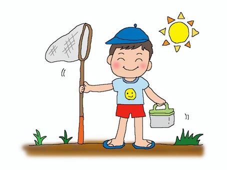 Illustration, summer, insect catching, children, 