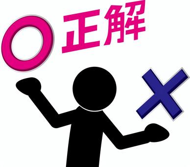 丸正解 丸,正解,バツ,両手,比べる,ピクトグラム,漢字,人物のイラスト素材