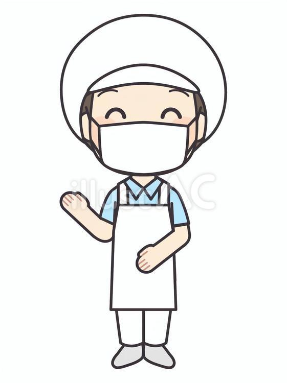 笑顔で案内する調理員２ 調理員,栄養士,調理師のイラスト素材