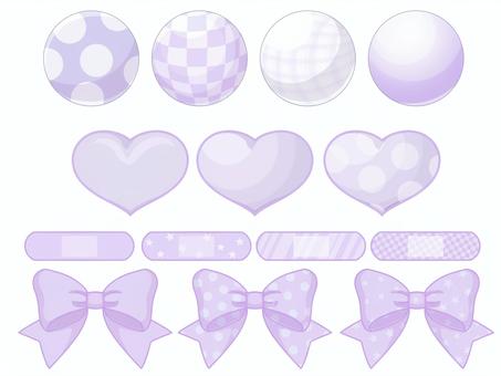 ゆめかわ素材セットパープル 絆創膏,ハート,リボン,ゆめかわ,かわいい,装飾,かざり,飾り,フリー,無料のイラスト素材