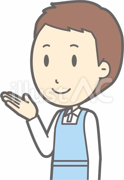エプロン主夫-案内左斜め-バスト かわいい,主夫,イクメンのイラスト素材
