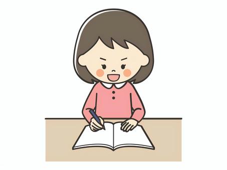 勉強を頑張る女の子 勉強,宿題,学習,テスト,学ぶ,課題,塾,自主勉強,自習,授業のイラスト素材