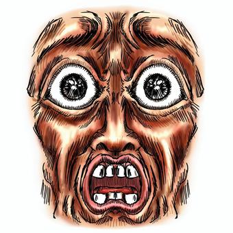 恐怖やショックで目を見開く表情パーツ 恐怖,ショック,驚愕,唖然,驚く,怯える,びっくり,ビビる,絶望,怖がるのイラスト素材