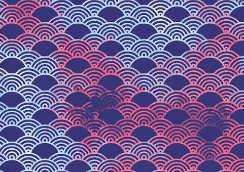 青とピンクのマーブル青海波パターン マーブル,パターン,テクスチャ,和柄,和風,青海波,波,幾何学,繰り返し,背景のイラスト素材