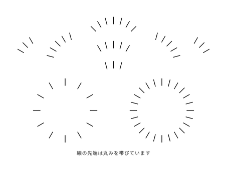 先端が丸くて太い効果線のフレームセット 集中線,放射線,強調線,効果線,線,ライン,罫線,太い,太線,フレームのイラスト素材