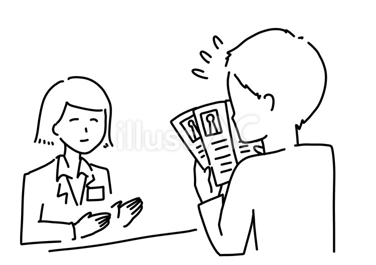 結婚相談所でプロフィールを見る男性　線画 結婚相談所,男性,プロフィールのイラスト素材
