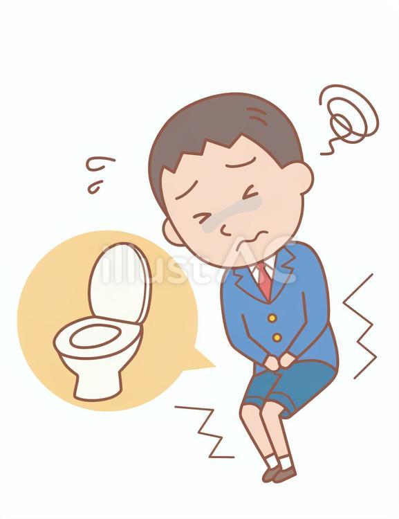 トイレに行きたい私立小学校の男子の全身 腹痛,トイレ,小学生のイラスト素材