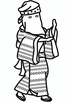 西馬音内盆踊り2-1c 西馬音内,盆踊り,秋田,祭り,踊り,伝統,頭巾,はちまき,着物,草履のイラスト素材