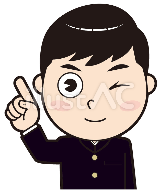 指差し男子中学生（ウインク） 指差し,ポイント,チェックのイラスト素材