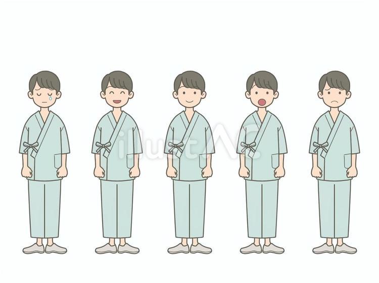 患者　男性　男の子　立ち絵　甚平 未成年,学生,中学生のイラスト素材