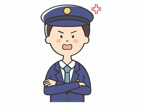 腕組みして怒る男性警察官 怒る,叱る,説教,警察官,イライラ,不満,厳しい,ストレス,怒り,怒鳴るのイラスト素材